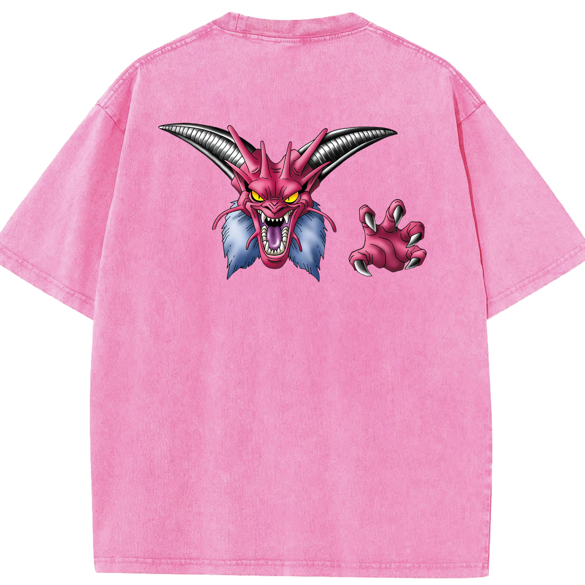 （画像用） ドラゴンクエスト Doragon Kuesuto Dragon Quest 綿100% ヴィンテージ風 半袖Tシャツ（背面プリント）